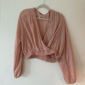 Free People Long Sleeve Light Pink Top Size Small